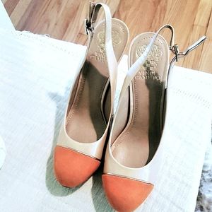 Vince camuto orange sling back pumps